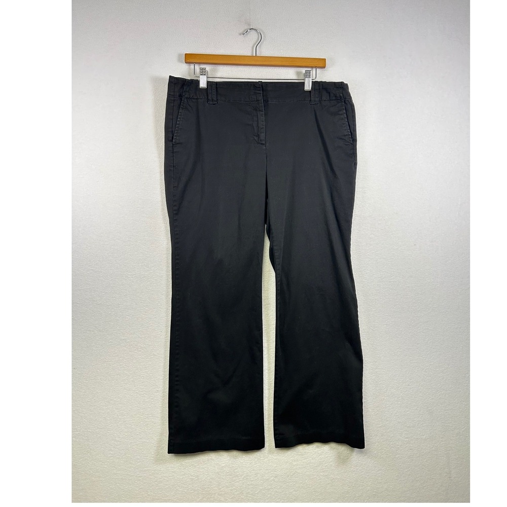 Ann Taylor Loft Original Trouser Womens 14P Black Wide Leg Career Pants Stretch